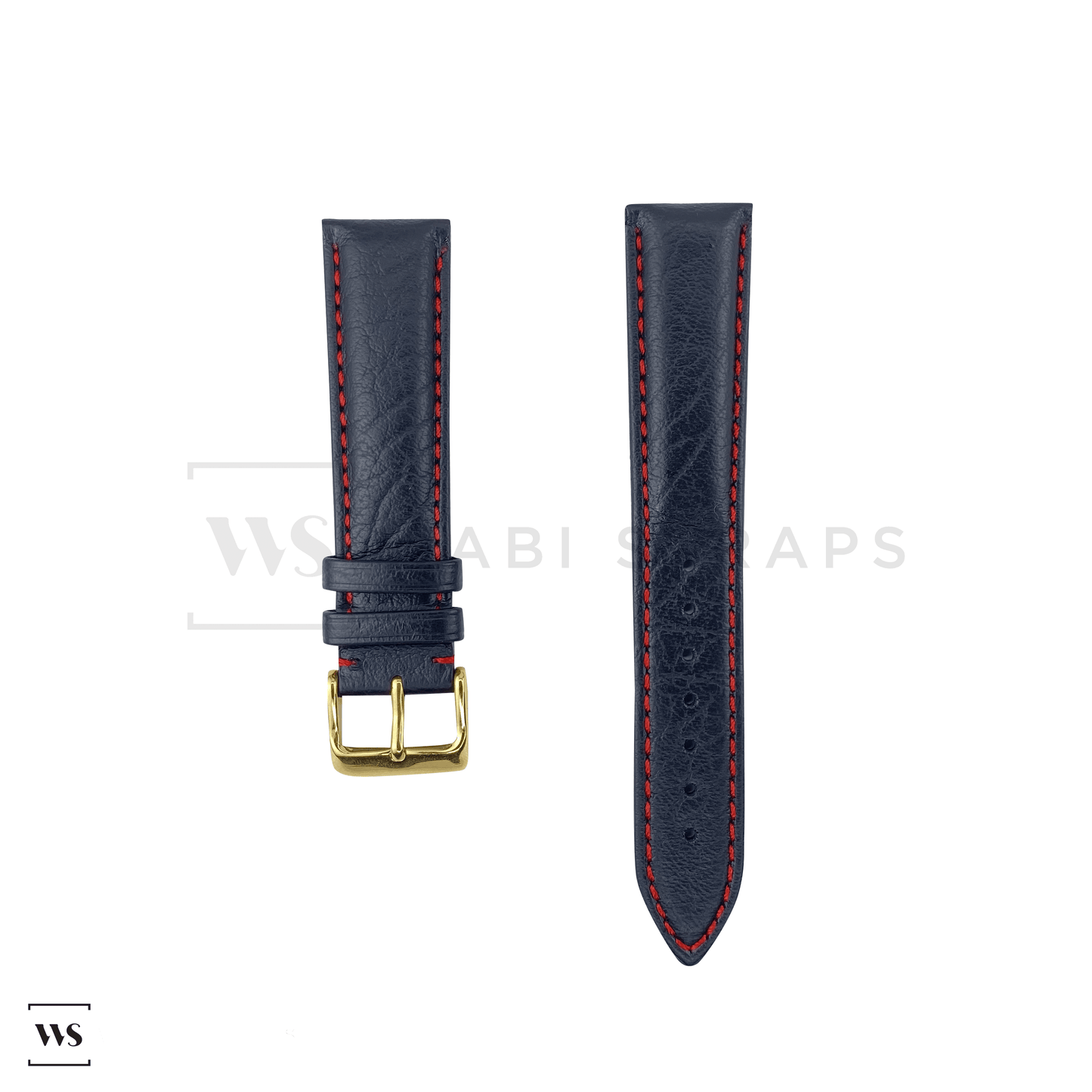 Red Stitched Classic Black Leather Strap YG Front