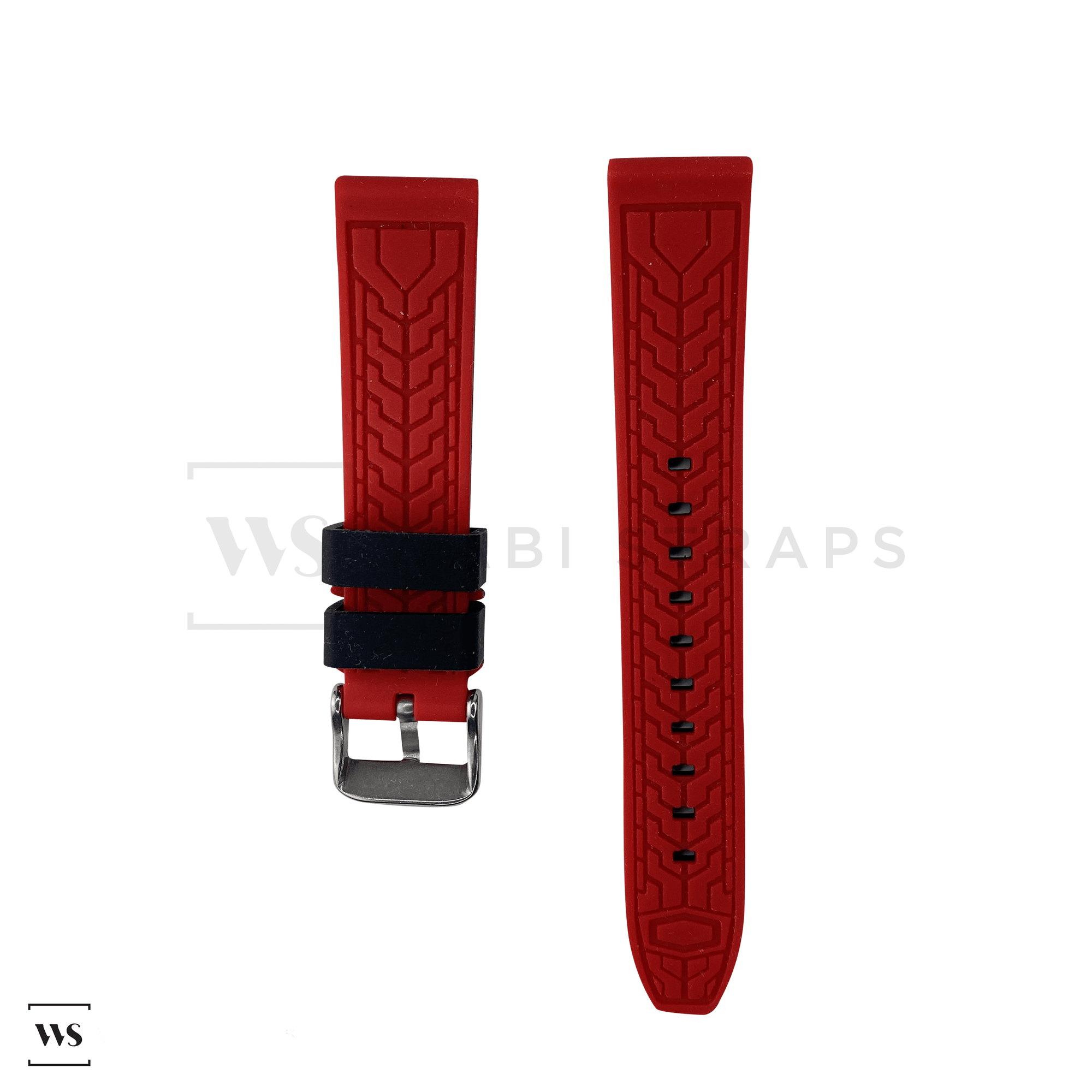 Red Trim Silicone Waterproof Strap Front