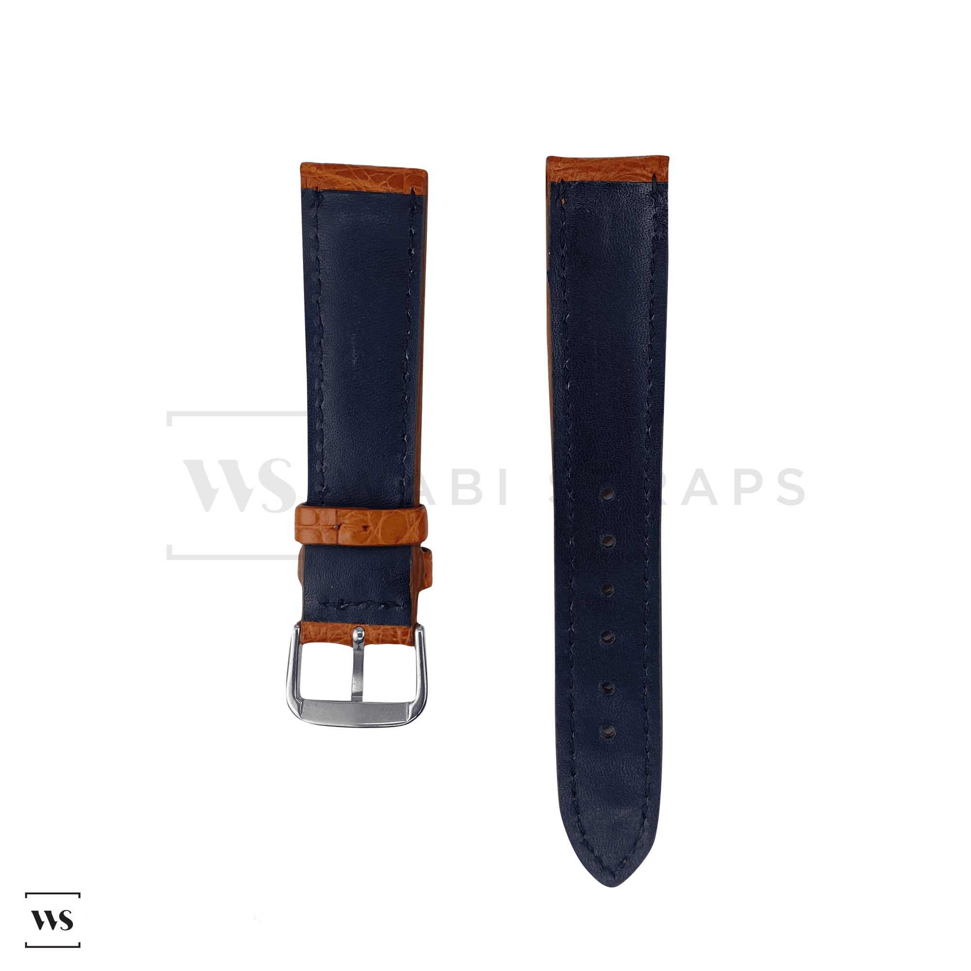 Tan Hornback Alligator Leather Strap Front