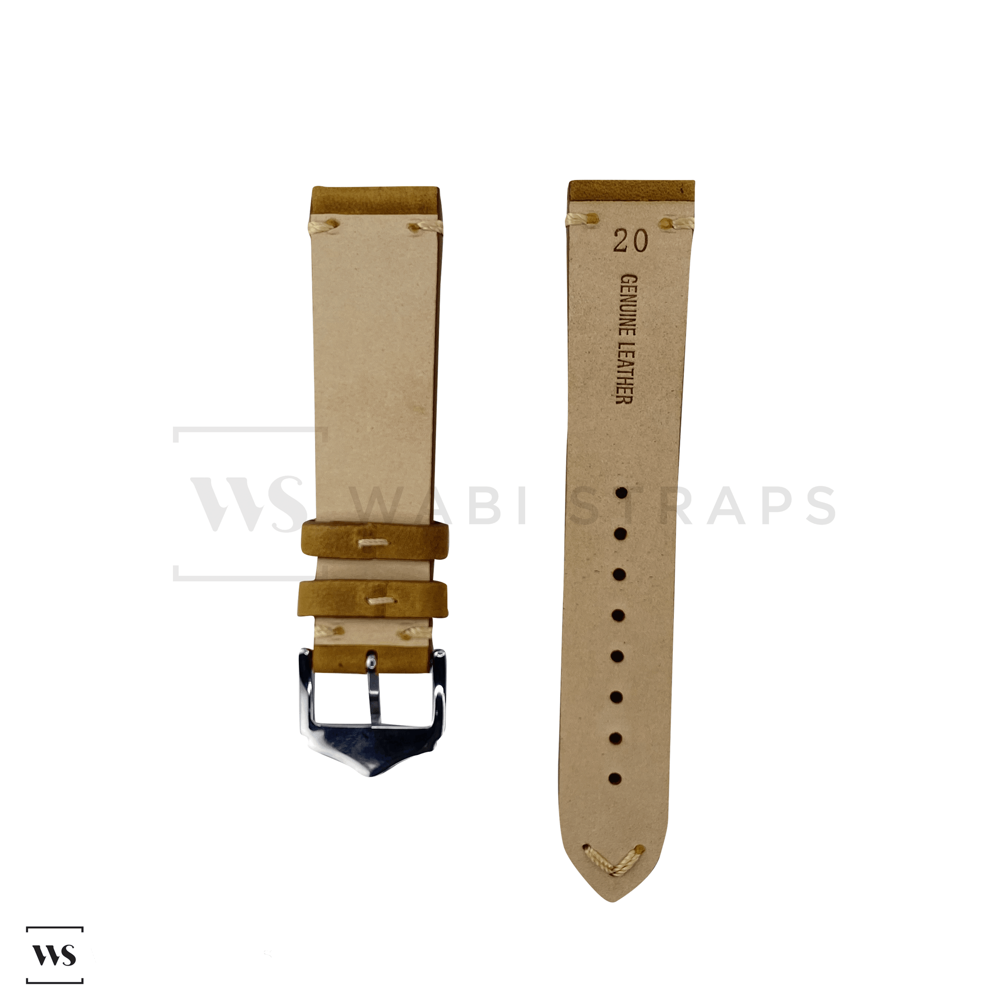 Tan Vintage Leather Watch Strap Front