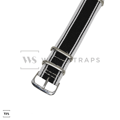 White & Black Vintage British Military Watch Strap