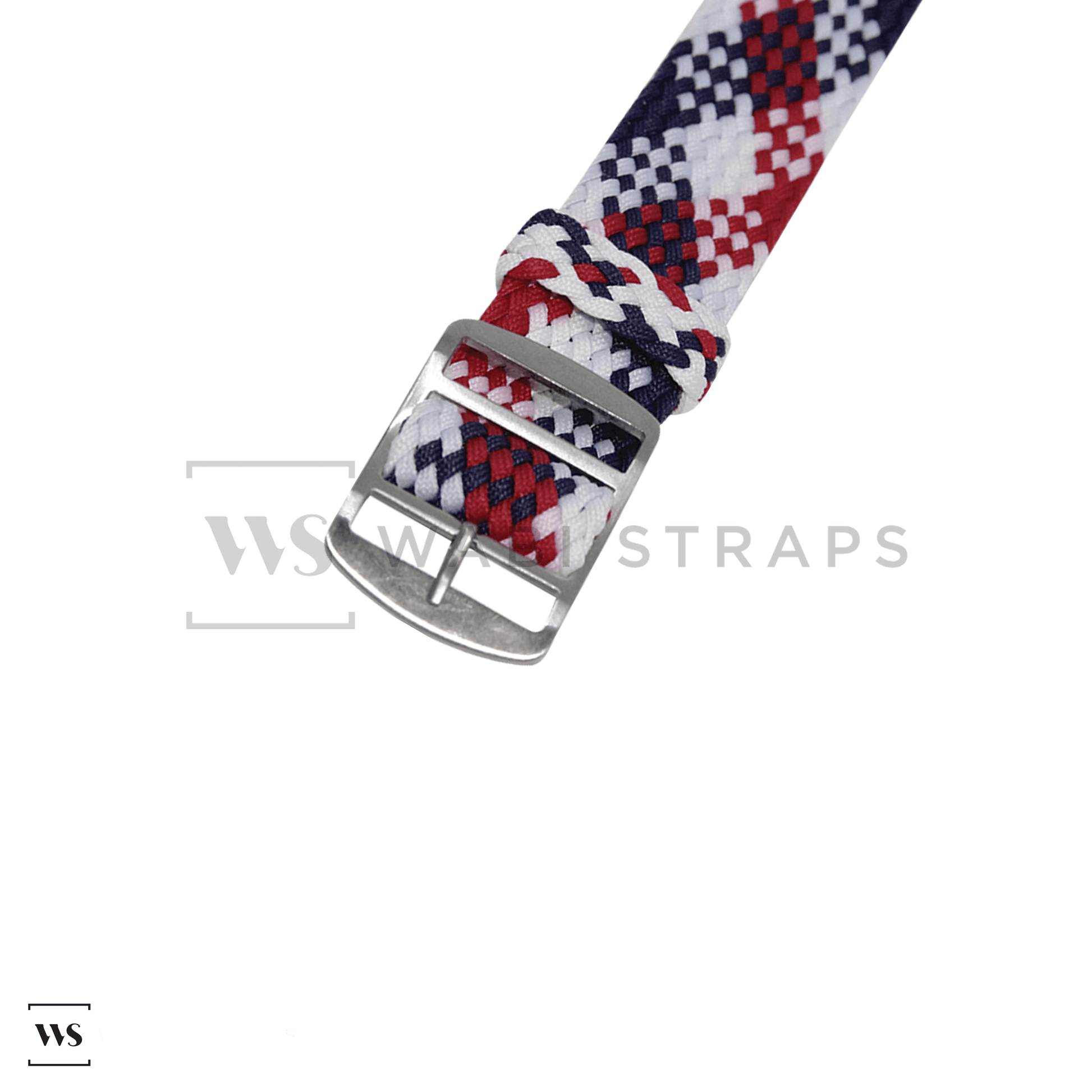 White, Red & Blue Braided Perlon Strap Straight