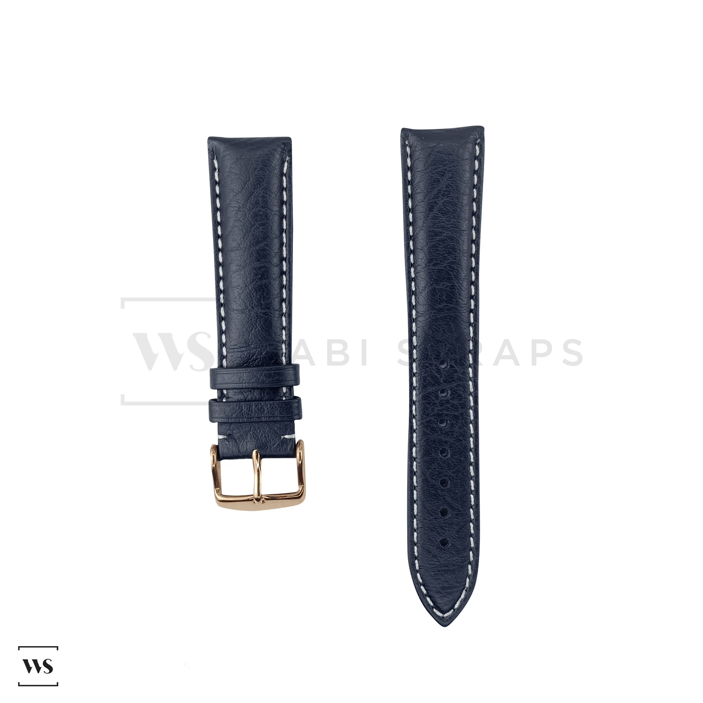 White Stitched Classic Black Leather Strap RG Front