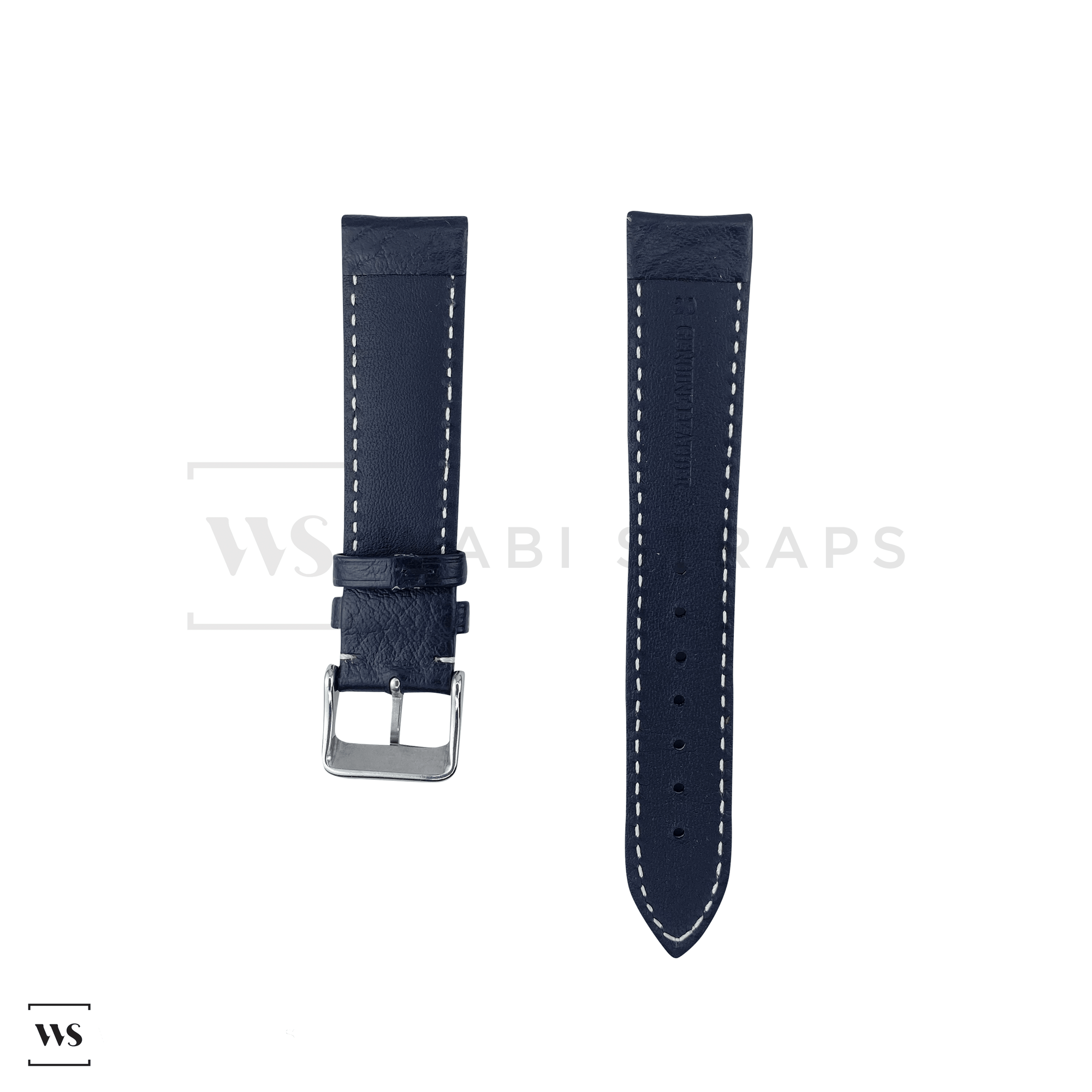 White Stitched Classic Black Leather Strap SS Front