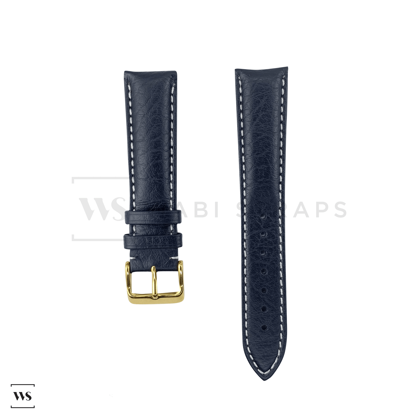 White Stitched Classic Black Leather Strap YG Front