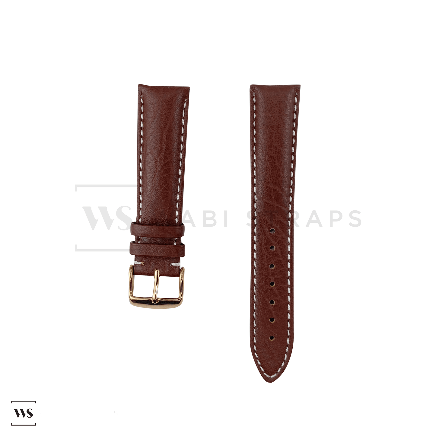 White Stitched Classic Brown Leather Strap RG Front