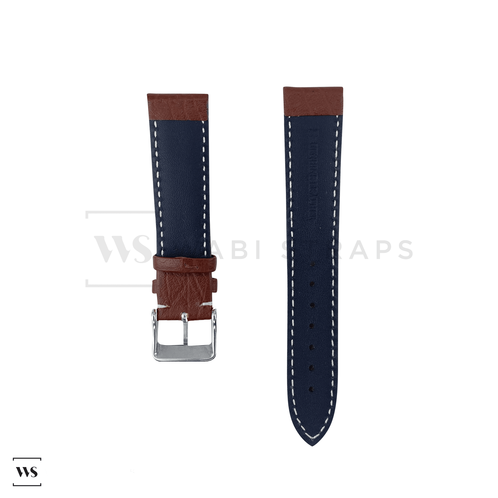 White Stitched Classic Brown Leather Strap SS Front