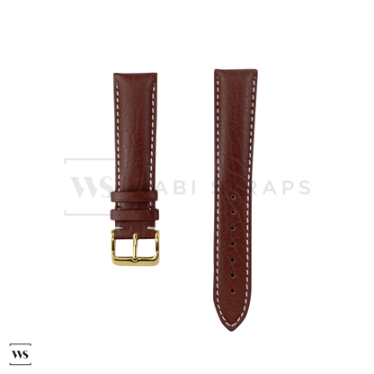 White Stitched Classic Brown Leather Strap YG Front